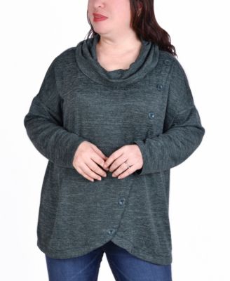 Women's Plus Size Long Sleeve Cowl Neck Top