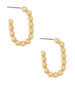 image of Gold Plated Multi Ball Rectangle Hoop Earrings