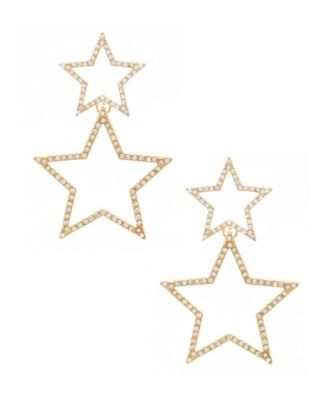 ETTIKA Double Star Crystal Gold Plated Statement Earrings - Macy's