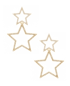 image of Double Star Crystal Gold Plated Statement Earrings