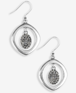 image of Lucky Brand Silver-Tone Pave Charm Orbital Drop Earrings