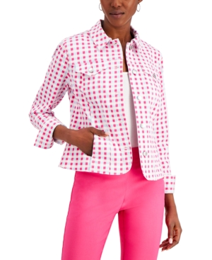 Charter Club Check-Print Classic Denim Jacket Created for Macy's