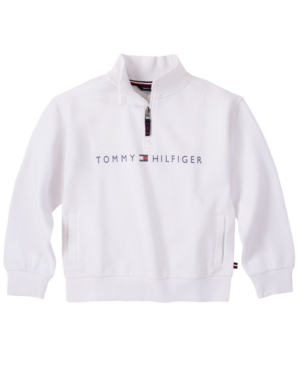 image of Tommy Hilfiger Big Girls Embroidered Half Zip Fleece Pullover