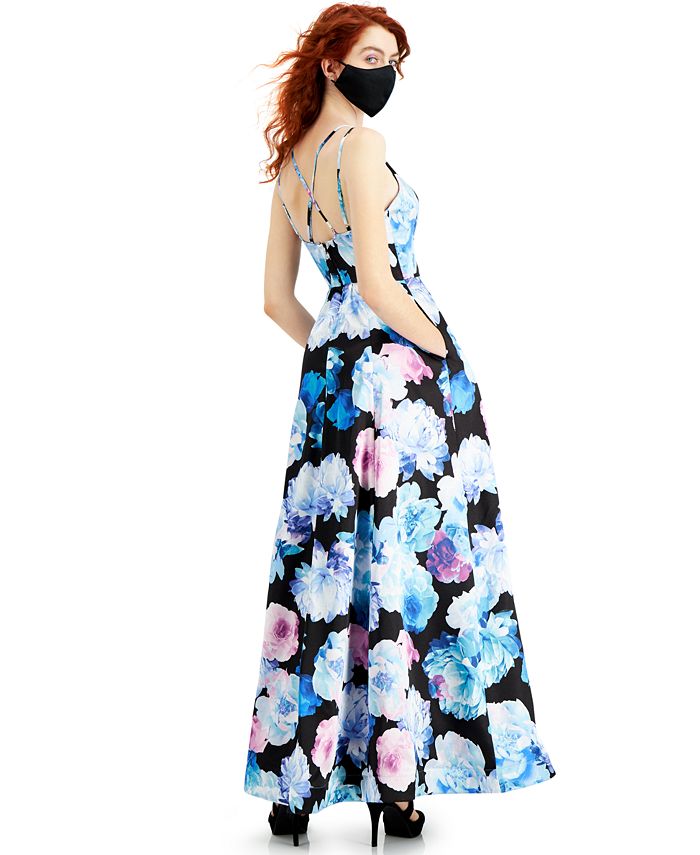 Crystal Doll RTV- Juniors' Floral-Print Ball Gown with Pockets & Reviews - Dresses - Juniors 