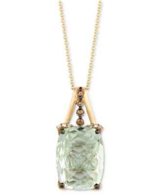 Mint Julep Quartz (9-3/4 ct. t.w.) & Diamond (1/3 c.t t.w.) 18" Pendant Necklace in 14k Gold