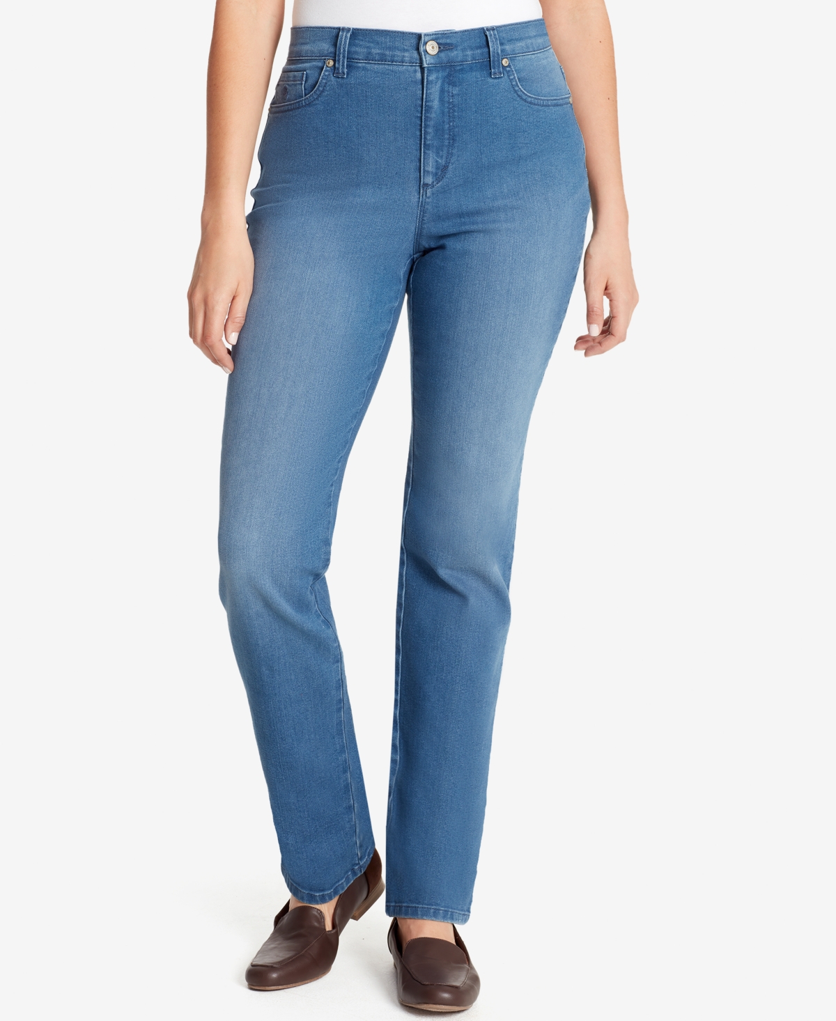 Shop Gloria Vanderbilt Petite Amanda High Rise Straight-leg Jeans, Petite & Petite Short In Frisco