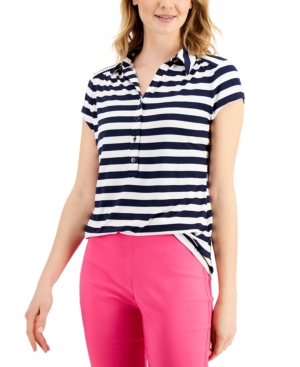 Charter Club Petite Striped Polo Shirt Created for Macy's