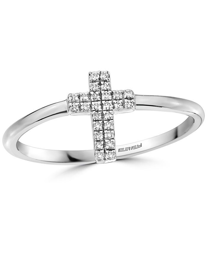EFFY Collection EFFY® Diamond Cross Ring (1/20 ct. t.w.) in Sterling ...