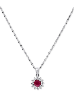 image of Certified Ruby (3/8 ct. t.w.) & Diamond (1/8 ct. t.w.) Halo Stud 18