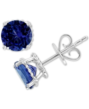 image of Effy Emerald Stud Earrings (1-1/2 ct. t.w.) in 14k White Gold (Also in Tanzanite, Ruby & Sapphire)