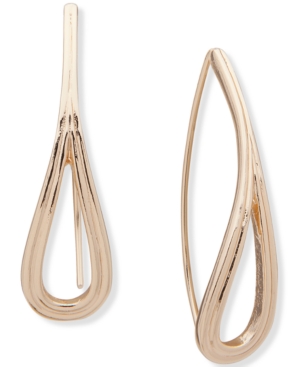image of Anne Klein Gold-Tone Link Threader Earrings