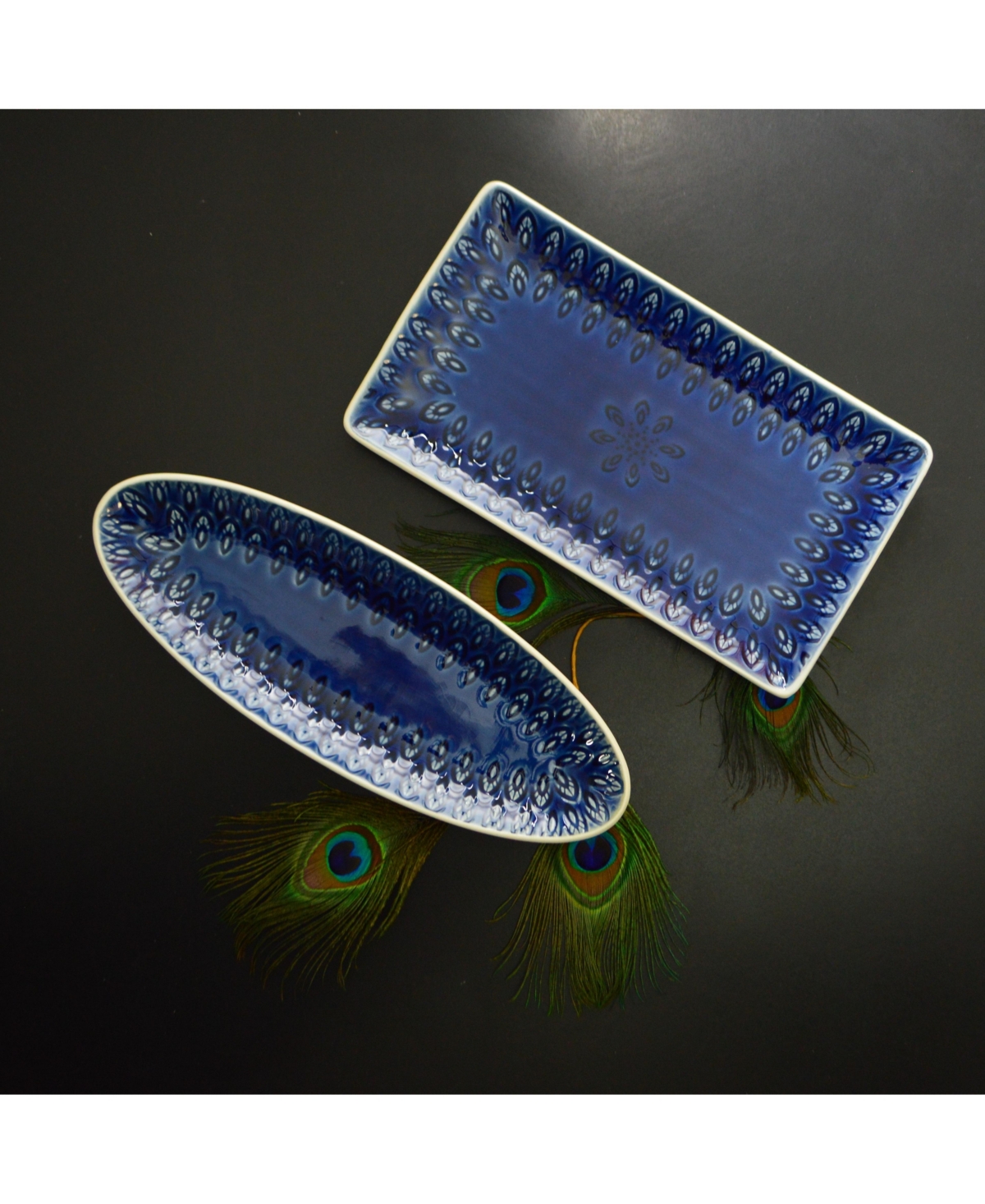 Euro Ceramica Peacock Appetizer Platter, 13"
