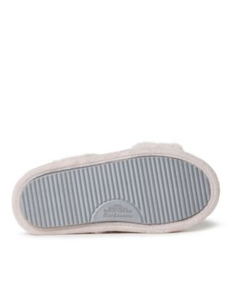 dearfoams women's jessica furry cross band slide slipper