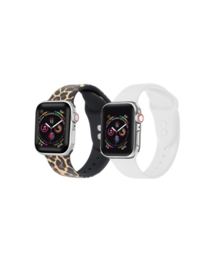 POSH TECH UNISEX LEOPARD AND WHITE 2-PACK REPLACEMENT BAND FOR APPLE WATCH, 38MM
