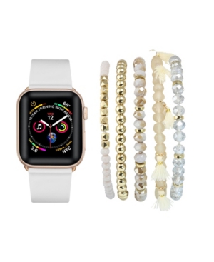 Shop Posh Tech Unisex White Patent Leather Band For Apple Watch And Bracelet Bundle, 38mm In Assorted