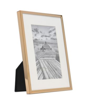 Elegant Metal Picture Frame with Bevel Cut Mat for Photo, 4" x 6"