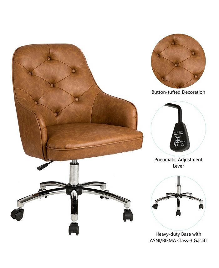 Glitzhome Bonded Leather Gas Lift Adjustable Swivel Office Chair/Desk Chair Macy's