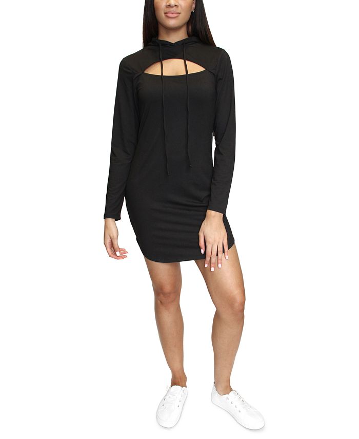 Almost Famous Juniors' Cutout Hoodie Dress - Macy's