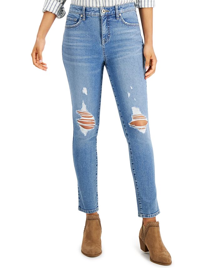 Style & Co High-Rise Distressed Skinny Ankle Jeans, Created for Macy's ...