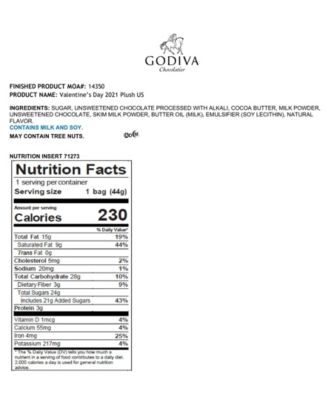 Godiva 2021 Valentine's Plush Bear with Chocolate Hearts, 8-Pieces