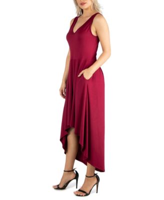 Women's Sleeveless Fit and Flare High Low Dress