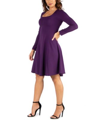 Women's Long Sleeve Knee Length Skater Dress
