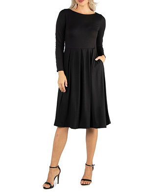 24seven Comfort Apparel Women's Midi Length Fit and Flare Dress - Macy's