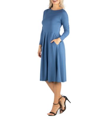 Women's Midi Length Fit and Flare Dress