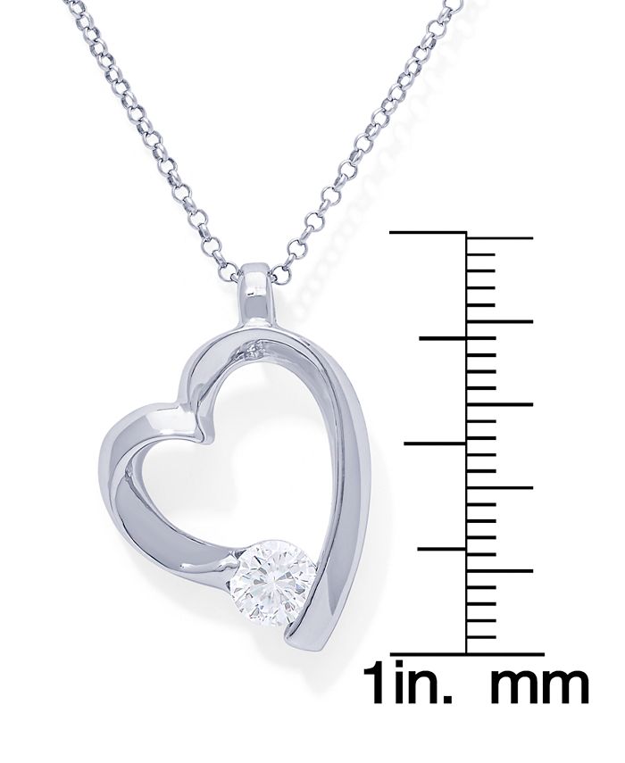 Macy's Cubic Zirconia Heart Pendant in Silver Plate - Macy's