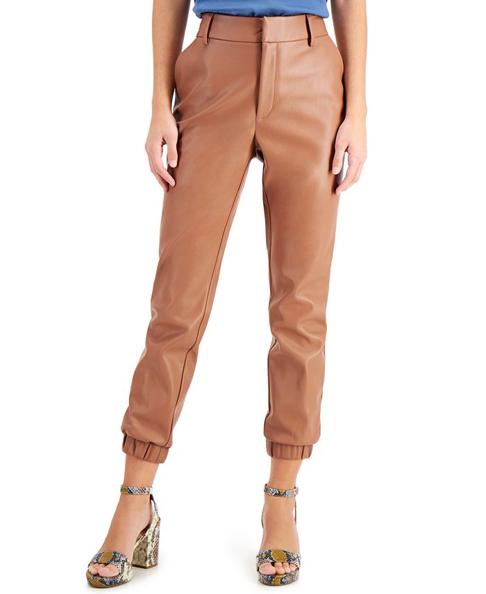 Bar III Faux-Leather Jogger Pants, Created for Macy's & Reviews - Pants & Capris - Women - Macy's