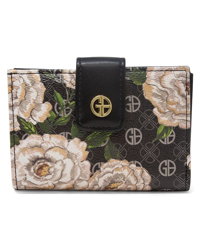 Giani Bernini Signature Floral Framed Indexer Wallet, Created for Macy's - Taupe