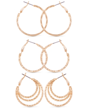 image of Guess 3-Pc. Set Hoop Earrings
