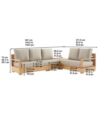 Furniture Willison 6-Pc Outdoor Teak Seating Set with Sunbrella® Fabric (4-Pc Sectional with Corner Table, Coffee & End Table), Created for Macy's