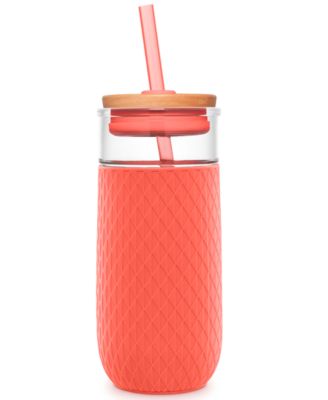Ello - Devon 18-Oz. Glass Tumbler with Silicone Protection & Straw