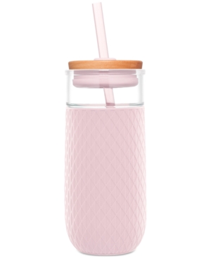 Ello Devon 18-oz. Glass Tumbler With Silicone Protection & Straw In Pink Satin