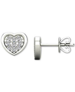 image of Diamond Heart Cluster Stud Earrings (1/20 ct. t.w.) in 10k White Gold