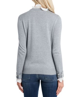CeCe Embellished Contrast Sweater 