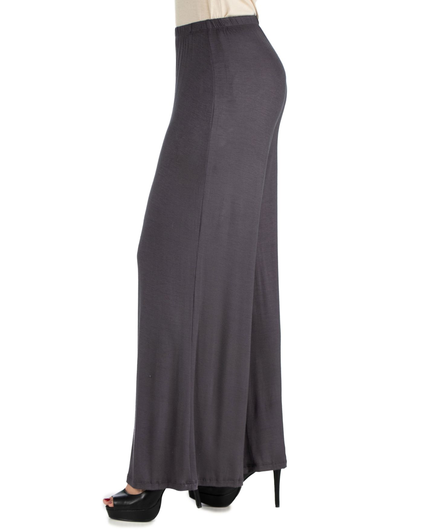Женские брюки 24seven Comfort Apparel Women Comfortable Solid Color Palazzo, цвет: Угольный — фото 3