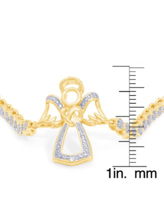 Diamond Accent Angel Adjustable Silver Plate Bracelet