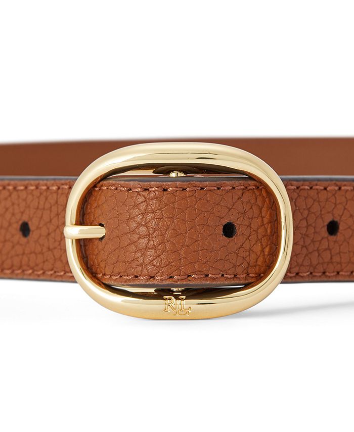Lauren Ralph Lauren Pebbled Leather Oval Buckle Belt Macy's
