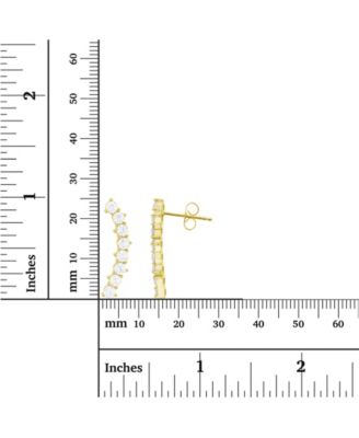 Cubic Zirconia Pave Curved Ear Climbers in Sterling Silver (Also in 14k Gold Over Silver)