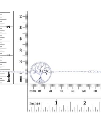 Cubic Zirconia Tree Of Life Circle Bracelet in Sterling Silver