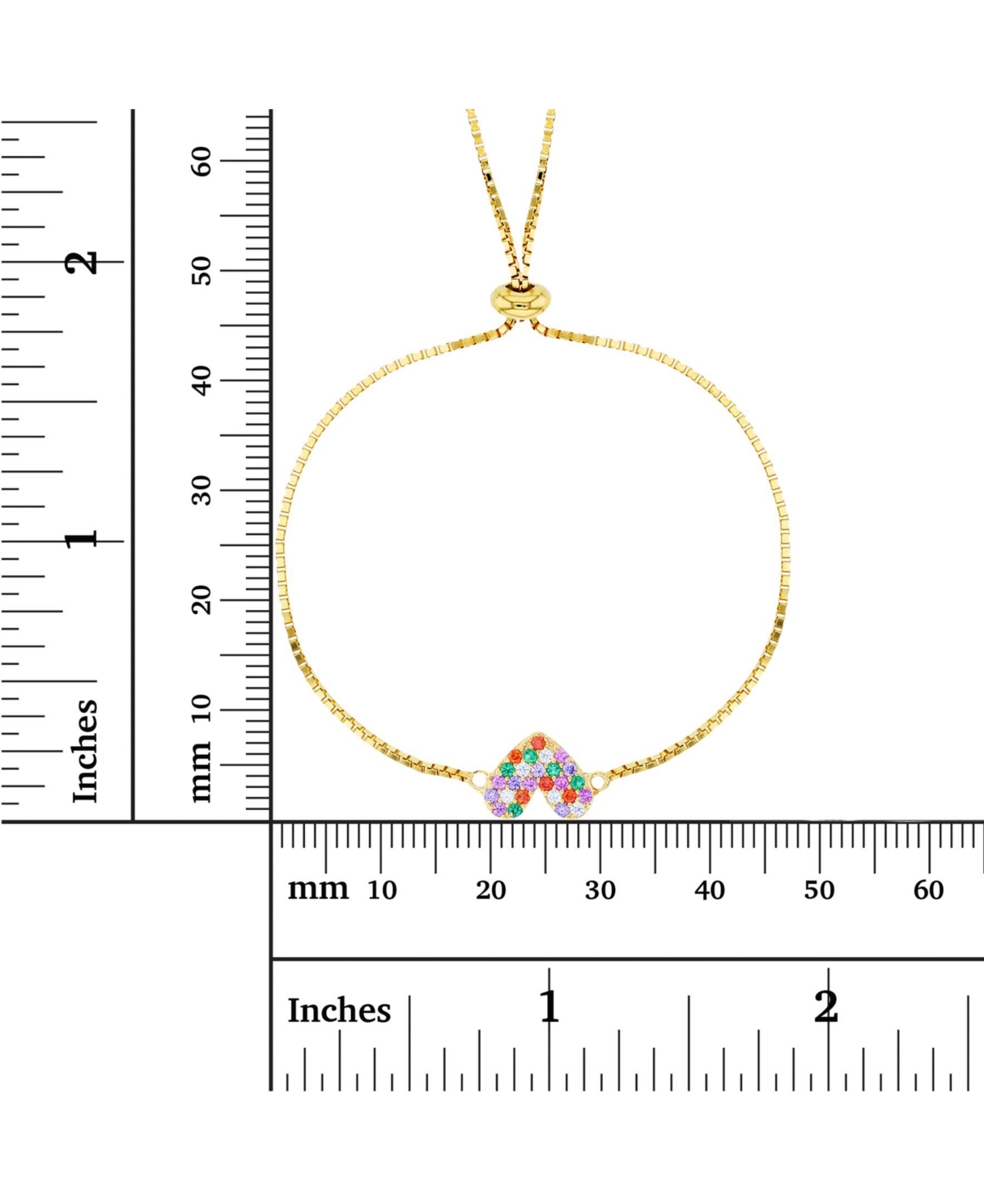 Cubic Zirconia Micro Pave Heart Adjustable Bolo Bracelet in Sterling Silver (Also in 14k Gold Over Silver)