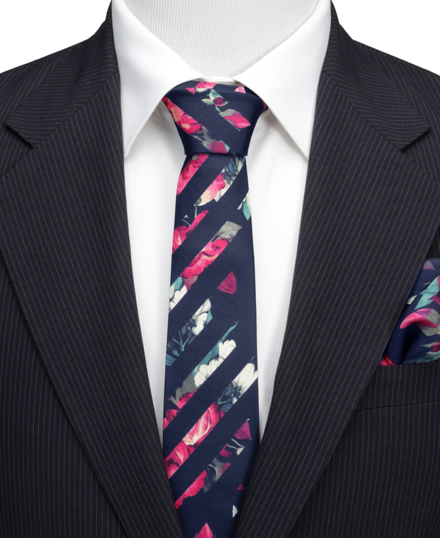 Мужские галстуки Ox & Bull Trading Co. Painted Floral Stripe Tie, цвет: Тёмно-синий — фото 5