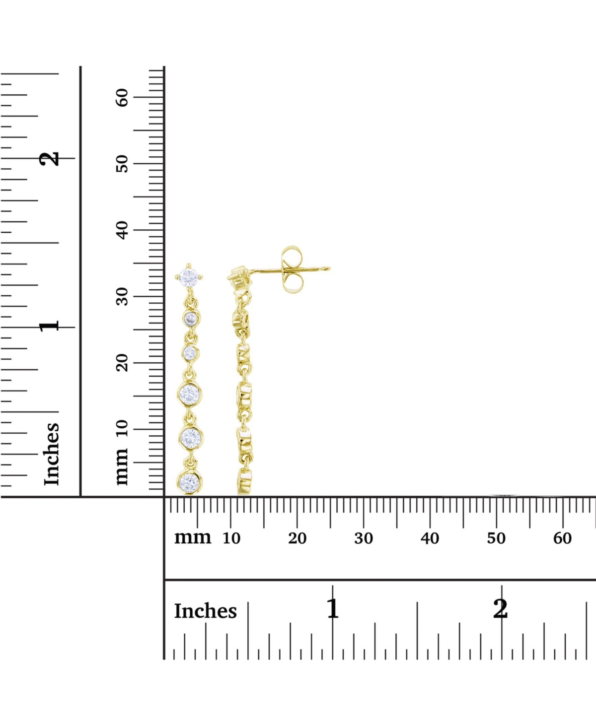 Macy's Cubic Zirconia Rhodium Plated Dangling Bezel Set Earrings (Also in 14k Gold Over Silver)
