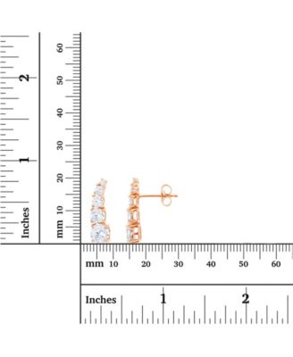 Cubic Zirconia 14K Rose Gold Graduated Curved Ear Climbers (Also in 14k Gold Over Silver or 14k Rose Gold Over Silver)