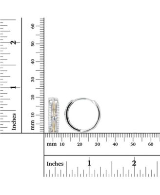 Cubic Zirconia Two-Tone Pave Heart Hoop Earrings