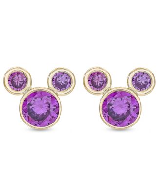 Children's Cubic Zirconia Birthstone Mickey Mouse Stud Earrings in 14k Gold