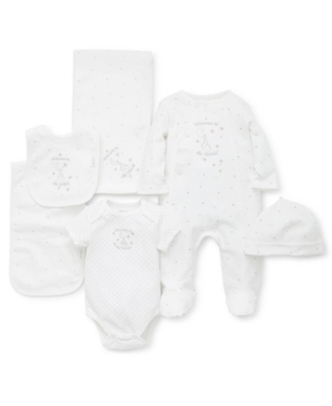 Little Me Baby Boys Or Baby Girls Welcome To The World Cotton Gift Set, 6 Piece Set In White