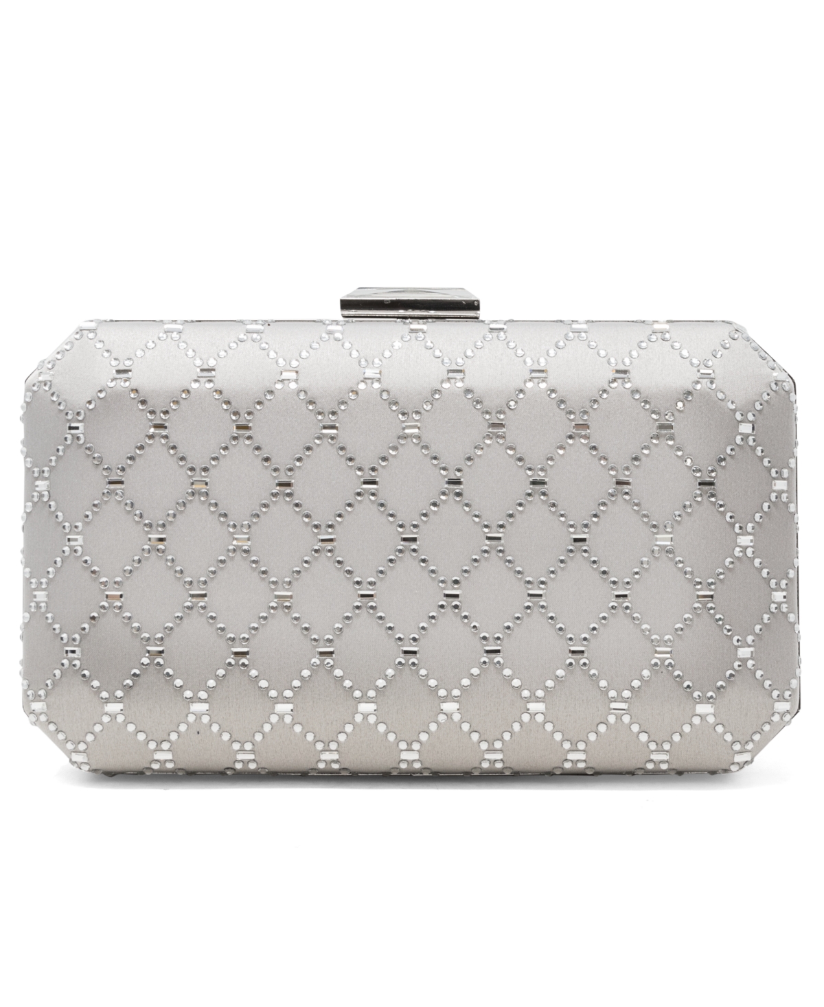 Inc International Concepts Sasha Satin Sparkle Clutch, Created For Macy's In Silver,silver